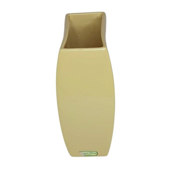 Vintage 2003 Haeger Yellow Pottery Pillow Vase Rectangular With Curved Sides 8" - Picture 2 of 13